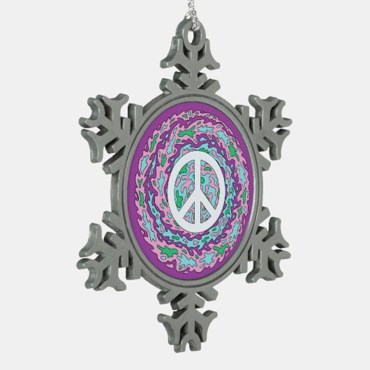 Psychedelic Peace Tin Sneeuwvlok Ornament (Links)