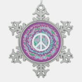 Psychedelic Peace Tin Sneeuwvlok Ornament (Voorkant)