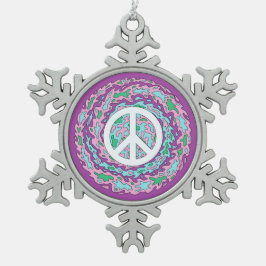 Psychedelic Peace Tin Sneeuwvlok Ornament