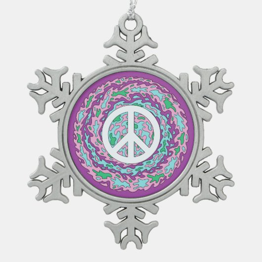 Psychedelic Peace Tin Sneeuwvlok Ornament (Voorkant)