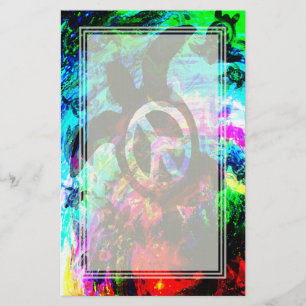 Psychedelic Peace Turtle Blank Stationery Briefpapier