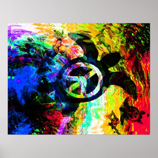 Psychedelic Peace Turtle Poster (Voorkant)