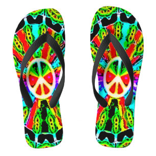 Psychedelic Peace Wheel Sandals Teenslippers