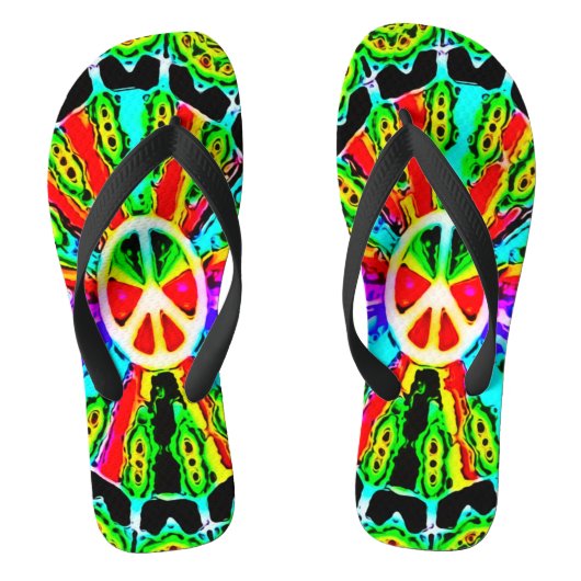 Psychedelic Peace Wheel Sandals Teenslippers (Voetbed)
