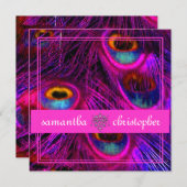PSYCHEDELIC PEACOCK/AANPASBAAR HOT PINK BANNER KAART (Voorkant / Achterkant)