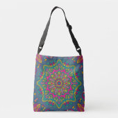 Psychedelic Peacock Mandala Crossbody Tas (Achterkant)