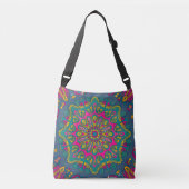 Psychedelic Peacock Mandala Crossbody Tas (Voorkant)