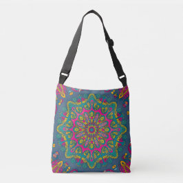 Psychedelic Peacock Mandala Crossbody Tas