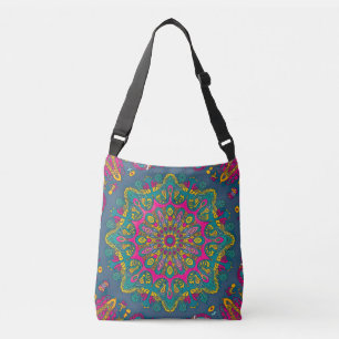 Psychedelic Peacock Mandala Crossbody Tas