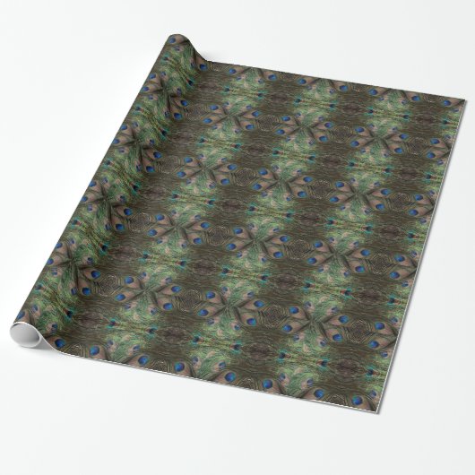 Psychedelic Peacock Wrapping Paper Cadeaupapier (Uitgerold)
