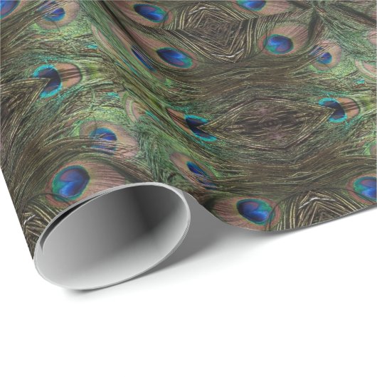 Psychedelic Peacock Wrapping Paper Cadeaupapier (Rol Hoek)
