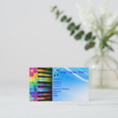 Psychedelic Piano Keyboard en Flowers Visitekaartje (Staand voorkant)