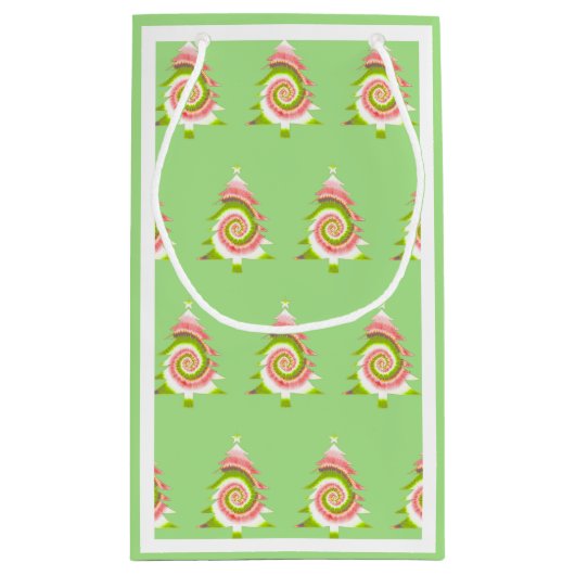 Psychedelic Pine Pattern Gift Bag Klein Cadeauzakje (Achterkant)