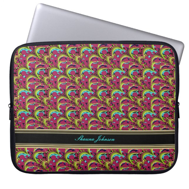 Psychedelic Pink Aqua Patroontablet/Notitieboek Laptop Sleeve (Voorkant)