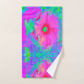Psychedelic Pink en Red Hibiscus Flower Bad Handdoek (Handdoek)