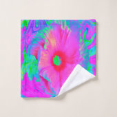Psychedelic Pink en Red Hibiscus Flower Bad Handdoek (Wasdoekje)