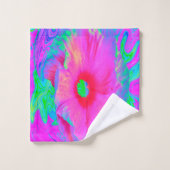 Psychedelic Pink en Red Hibiscus Flower Bad Handdoek (Wasdoekje)