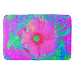 Psychedelic Pink en Red Hibiscus Flower Badmat