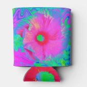 Psychedelic Pink en Red Hibiscus Flower Blikjeskoeler (Achterkant)