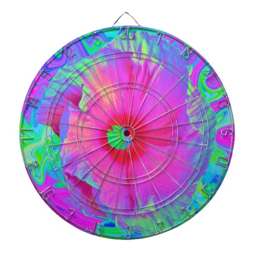 Psychedelic Pink en Red Hibiscus Flower Dartbord (Voorkant)