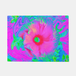 Psychedelic Pink en Red Hibiscus Flower Deurmat