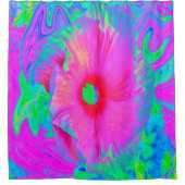 Psychedelic Pink en Red Hibiscus Flower Douchegordijn (Voorkant)