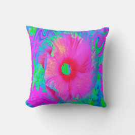 Psychedelic Pink en Red Hibiscus Flower Kussen
