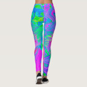 Psychedelic Pink en Red Hibiscus Flower Leggings (Achterkant)