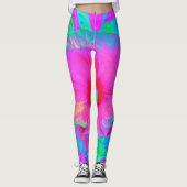Psychedelic Pink en Red Hibiscus Flower Leggings (Voorkant)