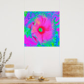 Psychedelic Pink en Red Hibiscus Flower Poster (Keuken)