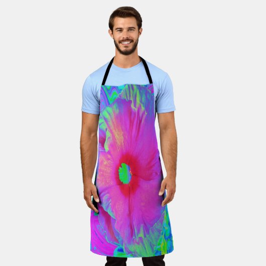 Psychedelic Pink en Red Hibiscus Flower Schort (Gedragen)