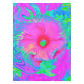 Psychedelic Pink en Red Hibiscus Flower Tafelkleed (Voorkant)