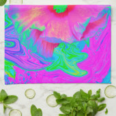 Psychedelic Pink en Red Hibiscus Flower Theedoek (Gevouwen)