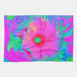 Psychedelic Pink en Red Hibiscus Flower Theedoek