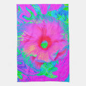 Psychedelic Pink en Red Hibiscus Flower Theedoek (Verticaal)