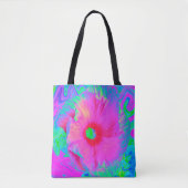 Psychedelic Pink en Red Hibiscus Flower Tote Bag (Voorkant)