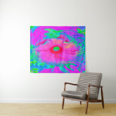 Psychedelic Pink en Red Hibiscus Flower Wandkleed (In Situ (horizontaal))