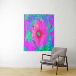 Psychedelic Pink en Red Hibiscus Flower Wandkleed