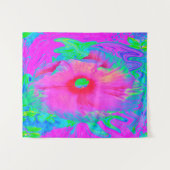 Psychedelic Pink en Red Hibiscus Flower Wandkleed (Voorkant (horizontaal))