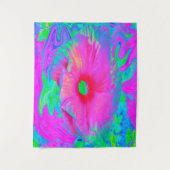 Psychedelic Pink en Red Hibiscus Flower Wandkleed (Voorkant)