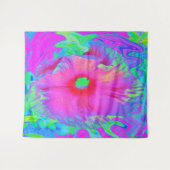 Psychedelic Pink en Red Hibiscus Flower Wandkleed (Voorkant (horizontaal))
