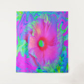 Psychedelic Pink en Red Hibiscus Flower Wandkleed (Voorkant)