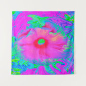 Psychedelic Pink en Red Hibiscus Flower Wandkleed (Voorkant (horizontaal))