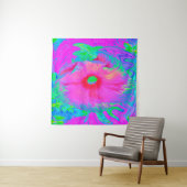 Psychedelic Pink en Red Hibiscus Flower Wandkleed (In Situ (horizontaal))