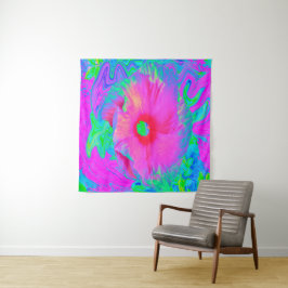 Psychedelic Pink en Red Hibiscus Flower Wandkleed