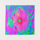 Psychedelic Pink en Red Hibiscus Flower Wandkleed (Voorkant)