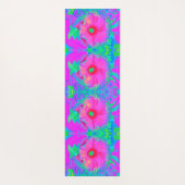 Psychedelic Pink en Red Hibiscus Flower Yogamat (Achterkant)