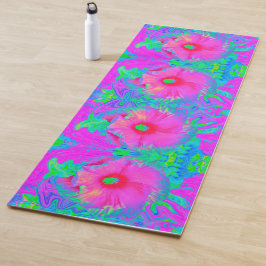 Psychedelic Pink en Red Hibiscus Flower Yogamat