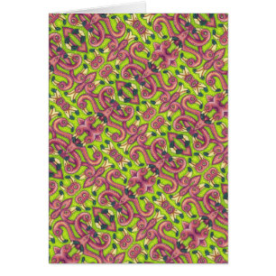 PSYCHEDELIC PINK FLAMINGOS OPMERKING KAART leeg