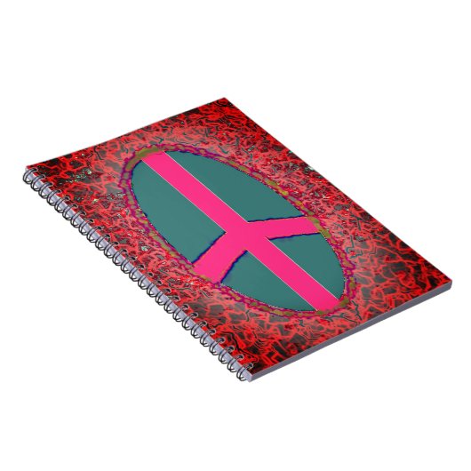 Psychedelic Pink Peace Sign Notitieboek (Rechterzijde)